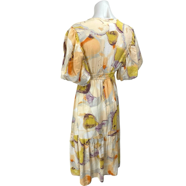 Jessica Simpson Multicolor Flutter Sleeve Tiered Midi Empire A-Line Dress Size M