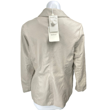 NEW Bohme Women's Beige Long Sleeve One Button Blazer Coat Suit Jacket Size S