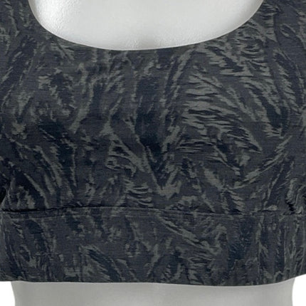 Greyson Black Gray Printed Cross Back Yoga Athletic Sports Bra Crop Top Size M