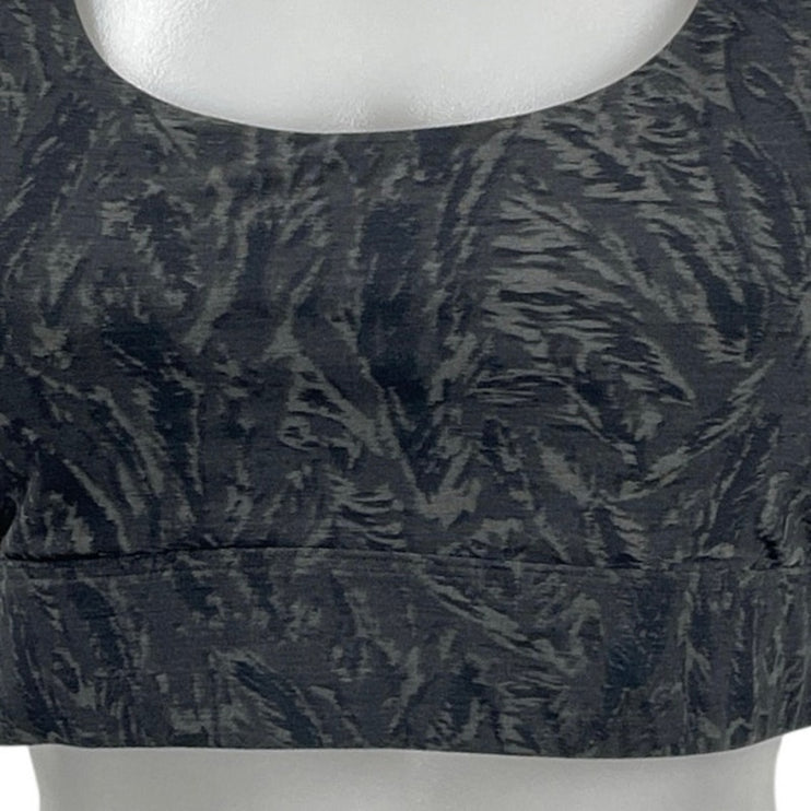 Greyson Black Gray Printed Cross Back Yoga Athletic Sports Bra Crop Top Size M