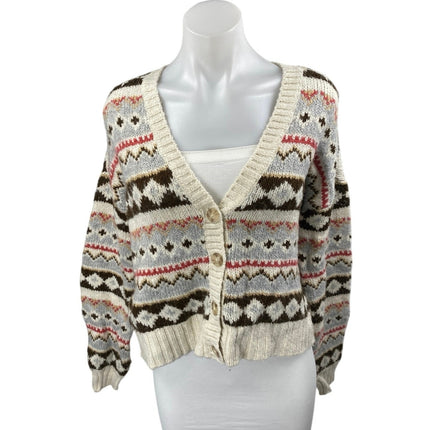 American Eagle Multicolor Fair Isle Southwest Button Crop Cardigan Sweater XXS