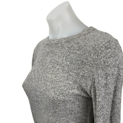 Zara Women's Gray Heather Long Sleeve Crew Neck Knit Cropped Sweater Top Size M