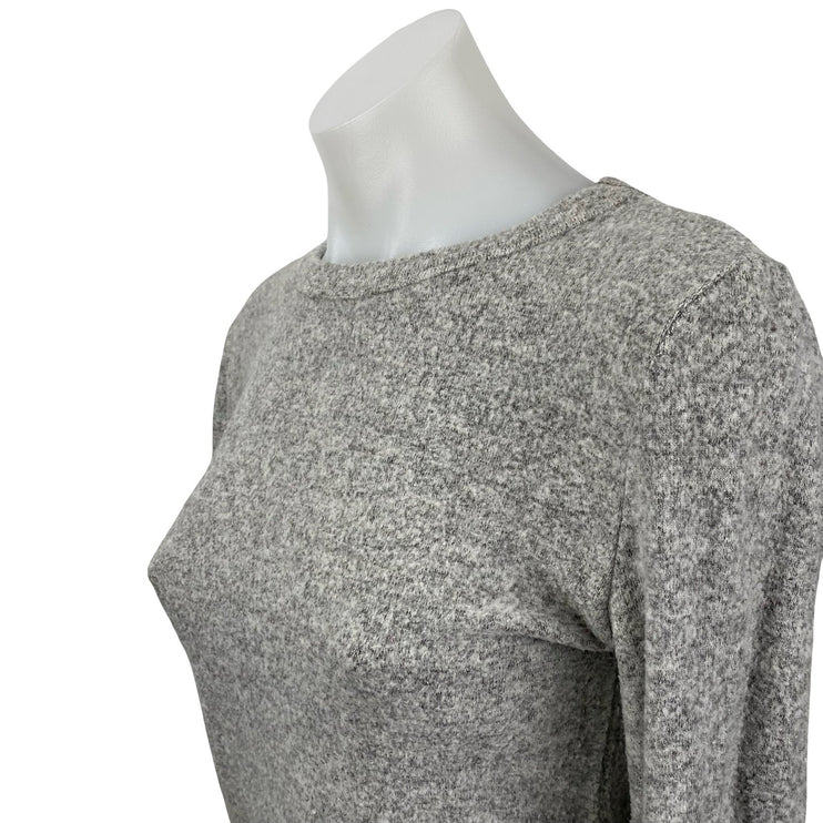 Zara Women's Gray Heather Long Sleeve Crew Neck Knit Cropped Sweater Top Size M