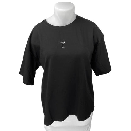 Women's Black Graphic Welcome To The Party Cocktail T Shirt Tee Top Size 2XL