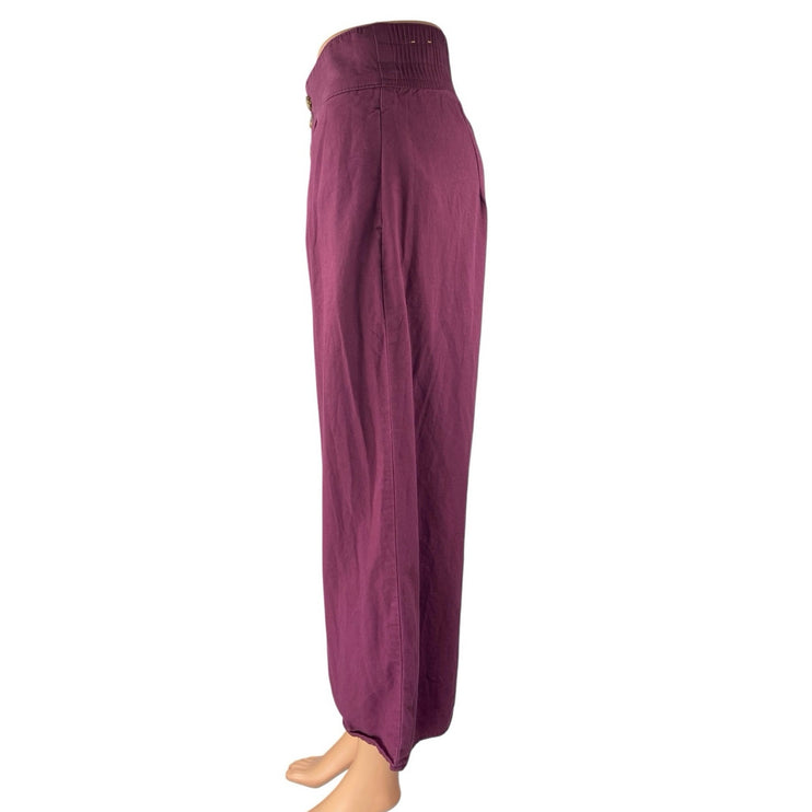 Hollister Womens Purple Pleated Button High Rise Baggy Wide Leg Trousers Pants S