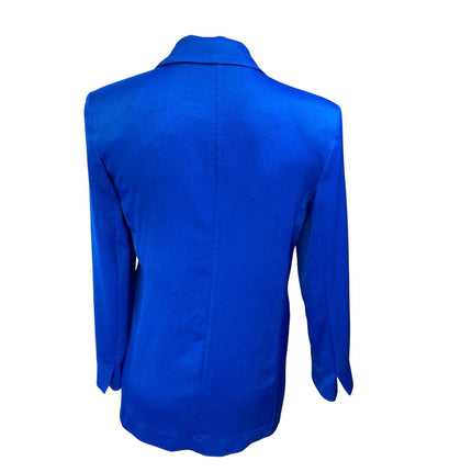 NEW MNG Mango Women's Blue Silk Satin Long Sleeve Blazer Coat Jacket Size XS