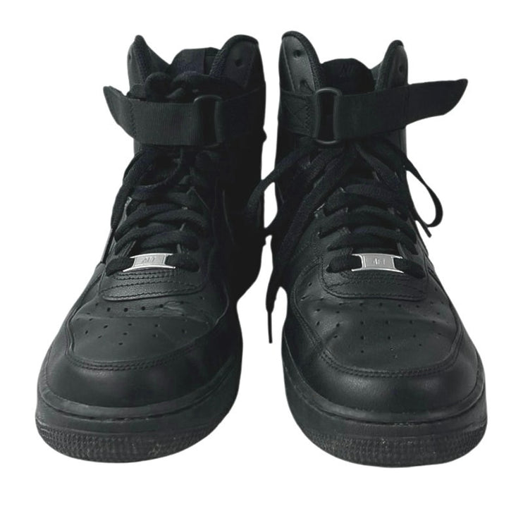 Nike Air Force 1 Black Leather High Top Round Toe Athletic Sneakers Shoes Sz 11