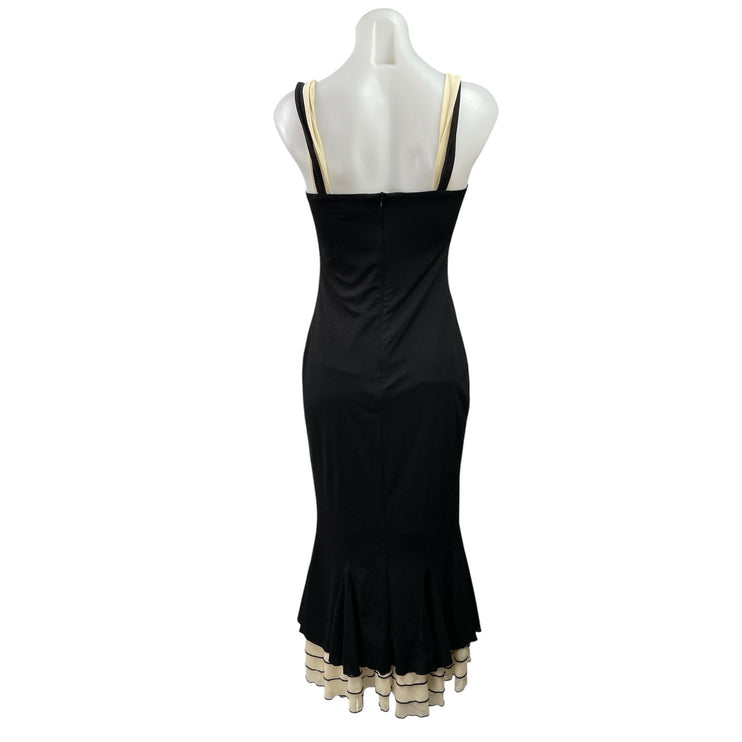 Rihoas Black Sleeveless Cami Ruffle Bustier Mermaid Bodycon Maxi Dress Size S