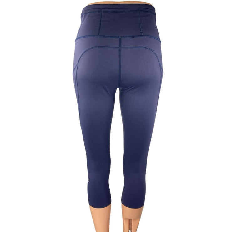 Lululemon Blue Mid Rise Skinny Activewear Fitness Cropped Capri Leggings Pants 6