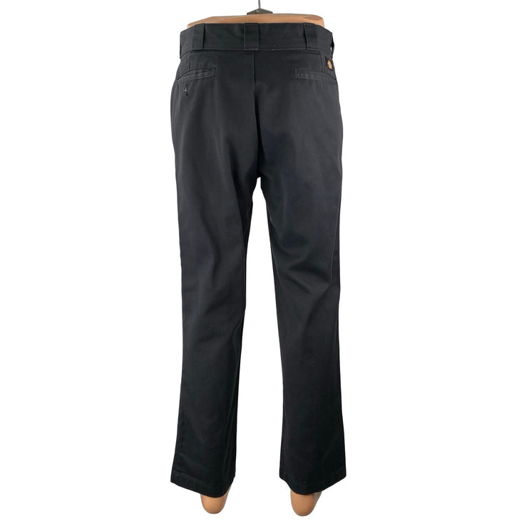 Dickies Mens Black High Rise Loose Straight Slacks Chino Trousers Dress Pants 32