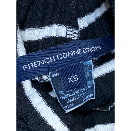 French Connection Black Striped Sleeveless Mock Neck Midi Sweater Tank Dress XS