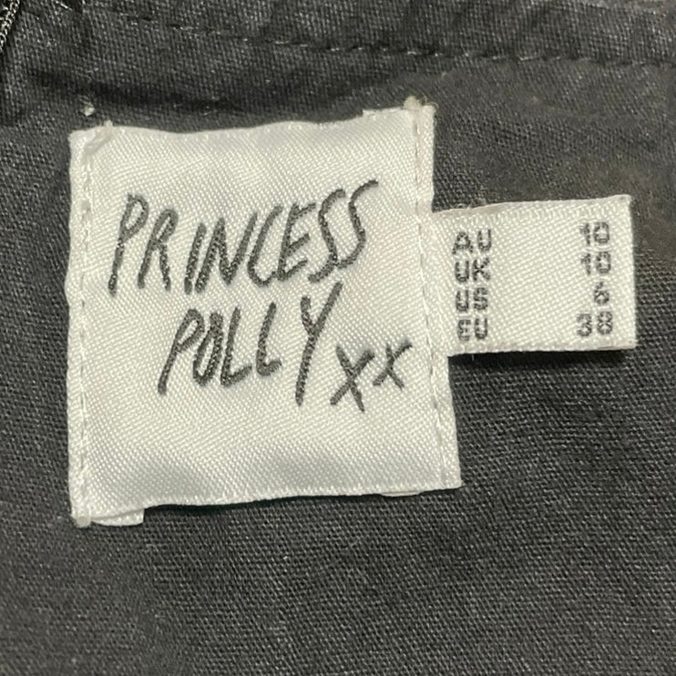 Princess Polly Women's Black Low Waist Y2K Zip Mini Shorts Skirt Skort Size 10