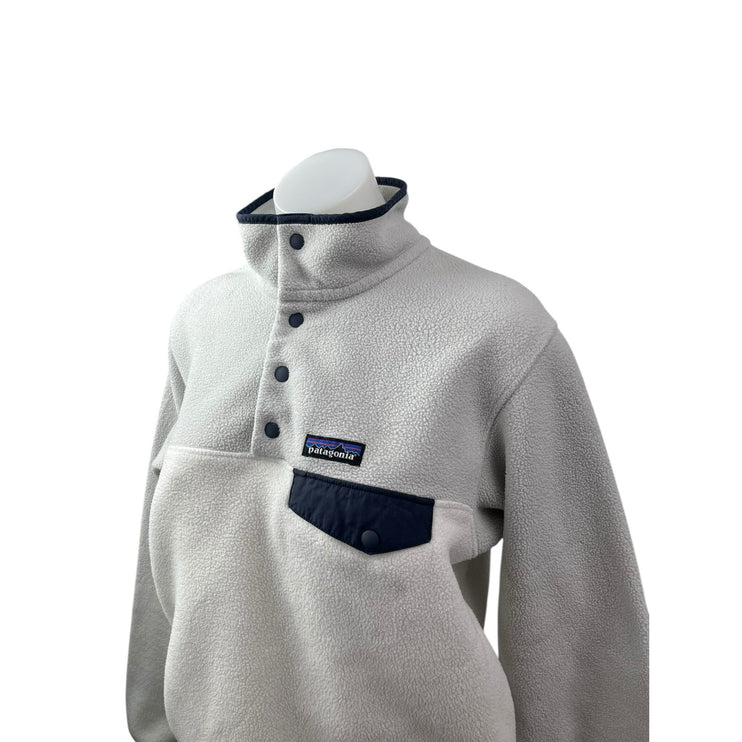 Patagonia Synchilla Snap-T Fleece Women's White Long Sleeve Sweater Top Size S
