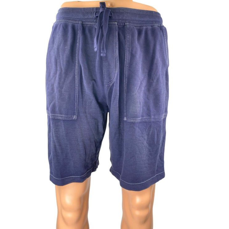 NEW ATM Pique Men's Blue Knit Elastic Waist Drawstring Pockets Sweat Shorts Sz L