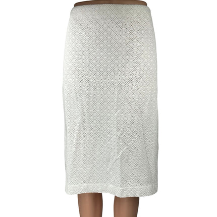 Ann Taylor White Eyelet Knee Length Zipper Slit Straight Pencil Skirt Size 12