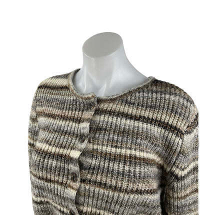 Garage Multicolor Striped Wool Button Long Sleeve Crop Cardigan Sweater Top M