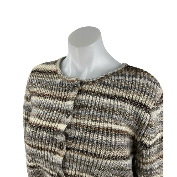 Garage Multicolor Striped Wool Button Long Sleeve Crop Cardigan Sweater Top M
