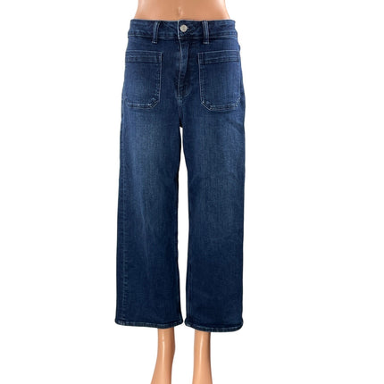 Quince Women's Blue High Waisted Wide Leg Baggy Cropped Denim Jeans Size 27