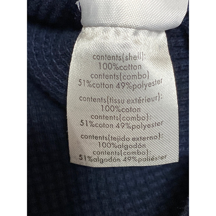 Onia Women's Navy Blue Waffle Knit Crewneck Long Sleeve Crop Sweater Top Sz S/P