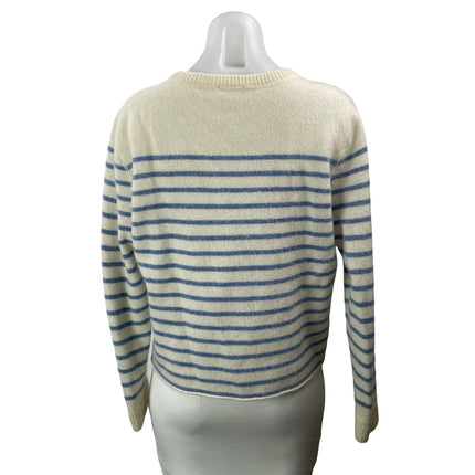 Reformation Women's Cream Blue Cashmere Long Sleeves Striped Sweater Top Size S