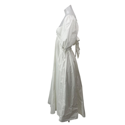 Abercrombie & Fitch Womens White Short Puff Sleeves O-Ring Smocked Midi Dress ST