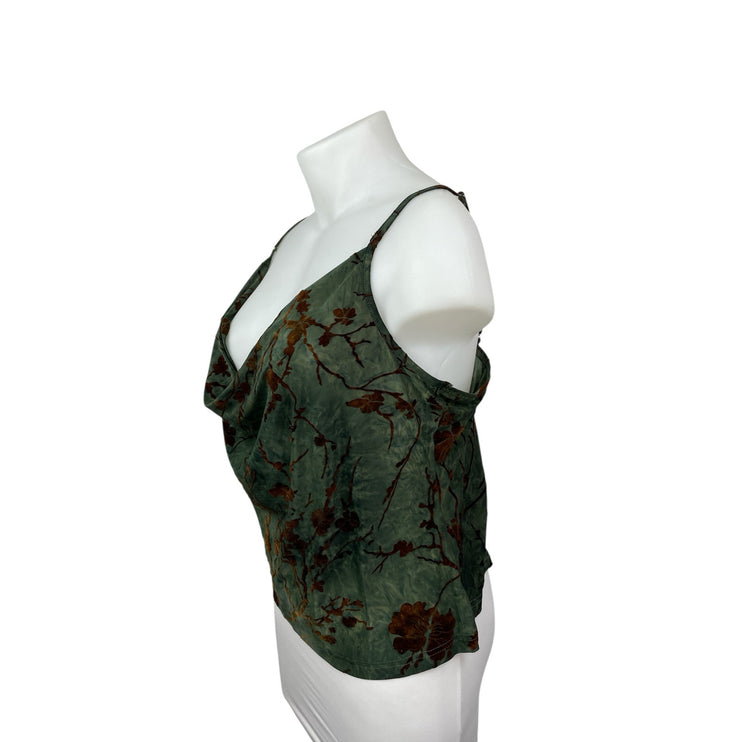 Cider Women's Green Tie Dye Floral Cowl Neck Sleeveless Cami Camisole Tank 4XL