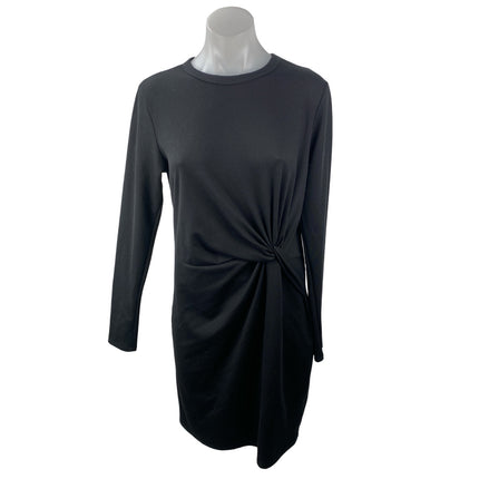 NEW Socialite Women's Black Twist Front Long Sleeve Mini T-Shirt Bodycon Dress L