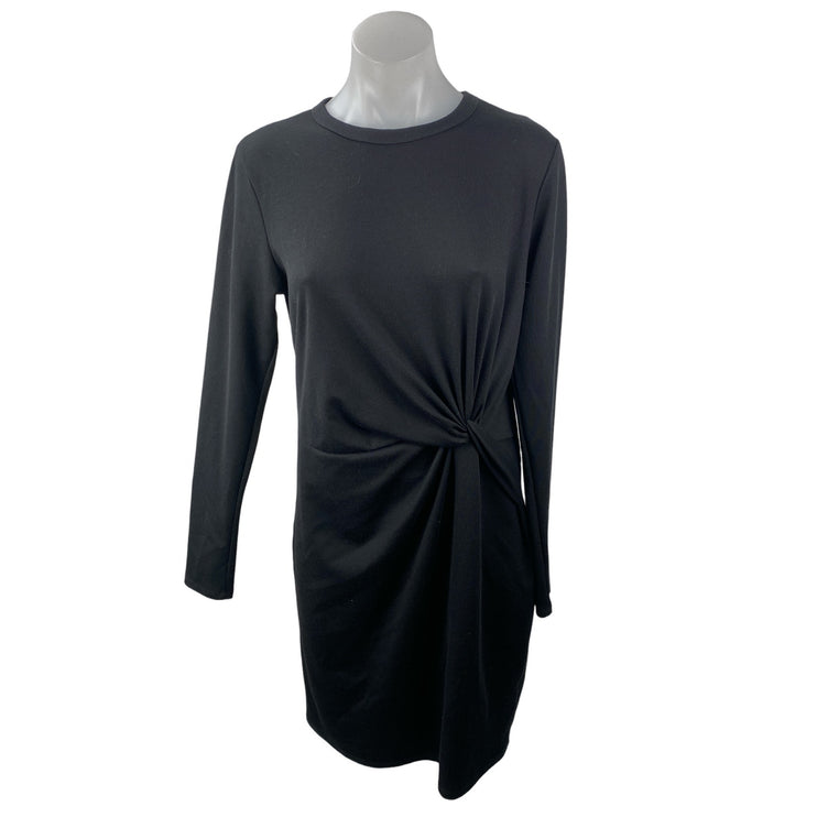NEW Socialite Women's Black Twist Front Long Sleeve Mini T-Shirt Bodycon Dress L