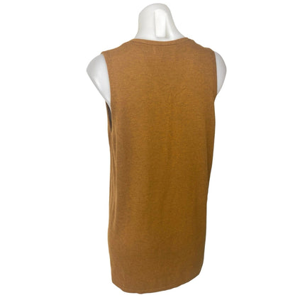 MNG Mango Tan Caramel Sleeveless V Neck Button Up Vest Tank Mini Dress Size S