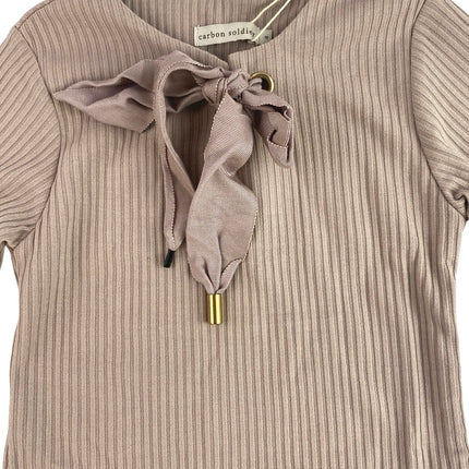 NEW Carbon Soldier Kids Girls Brown Tan Rib Knit Long Sleeve Tee T-shirt Top 4