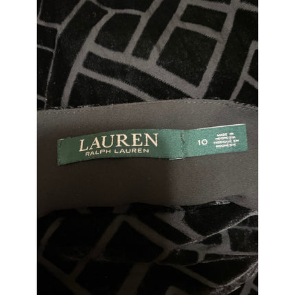 Lauren Ralph Lauren Black Burnout Velvet Geometric Mini A-Line Blouson Dress 10