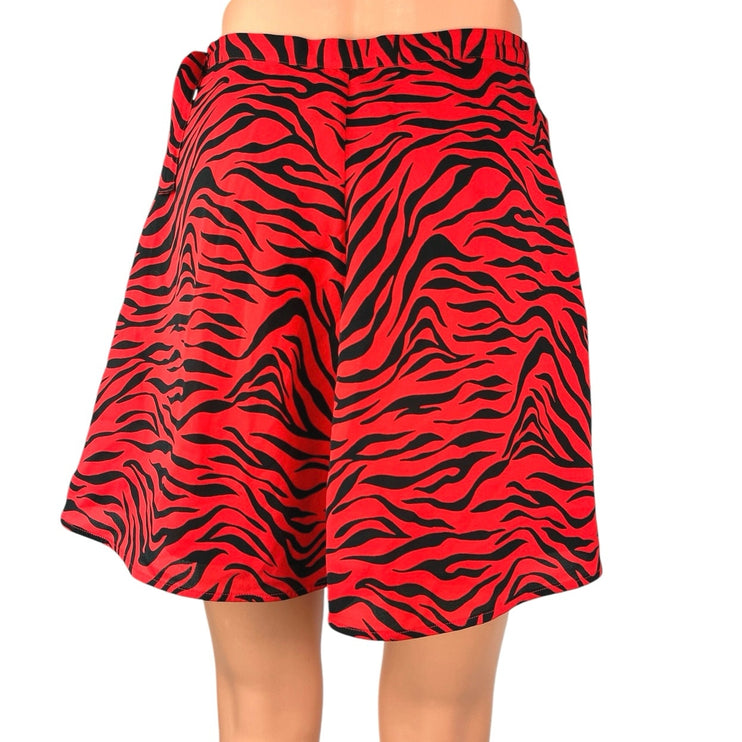 Aritzia Sunday Best Red Black Zebra High Waisted A Line Wrap Mini Skirt Size 0