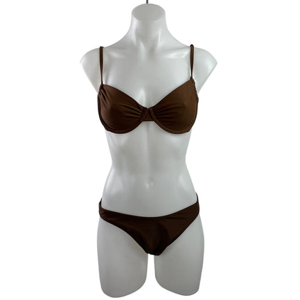 Abercrombie & Fitch Women's Brown Ruched Underwire Bikini Swimwear Set Size S/M
