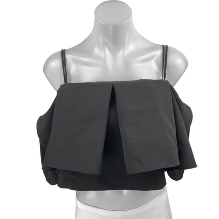 Topshop Black Sleeveless Layered Cami Camisole Tank Blouse Crop Top Size M