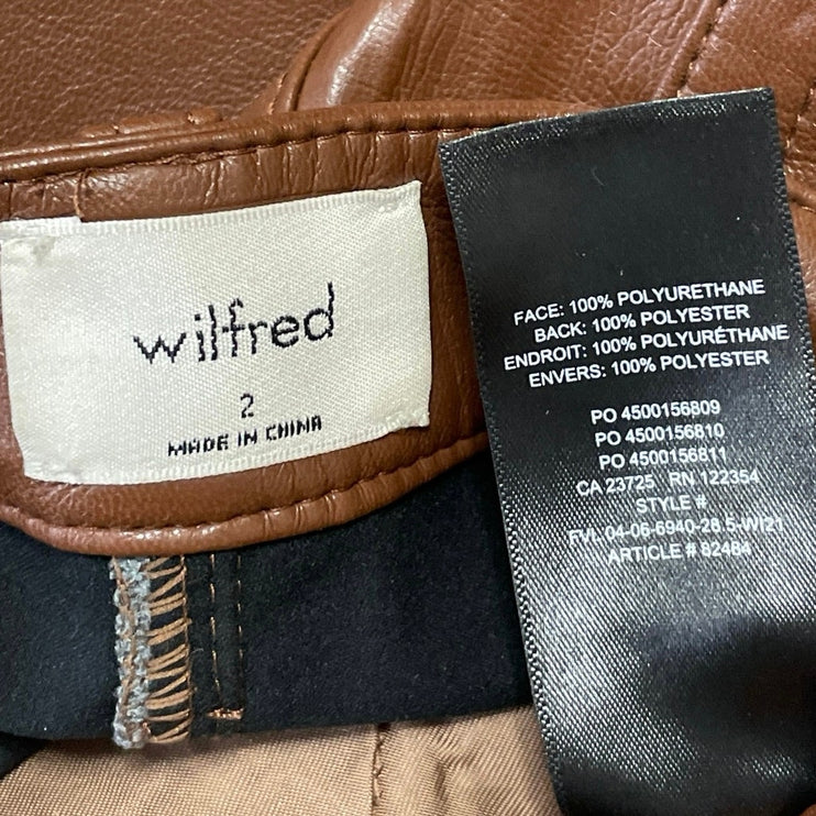 Aritzia Wilfred The Melina Women's Brown Faux Leather Casual Trouser Pants Sz 2