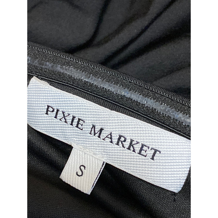 Pixie Market Dominique Black Wire Bustier Strapless Ruched Blouse Top Size S