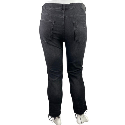 Aeropostale Women's Black Raw Hem High Waisted Skinny Leg Denim Jeans Pants 36