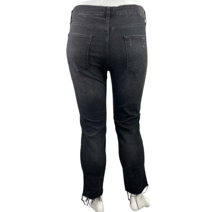 Aeropostale Women's Black Raw Hem High Waisted Skinny Leg Denim Jeans Pants 36