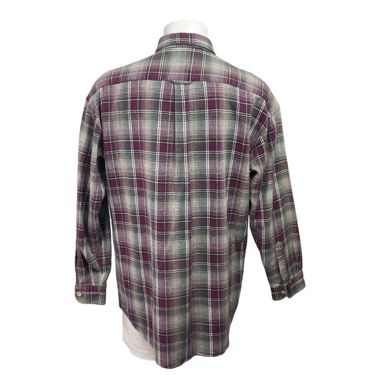 Loafers Mens Purple Flannel Plaid Checkered Long Sleeve Button Down Shirt Sz 1XL