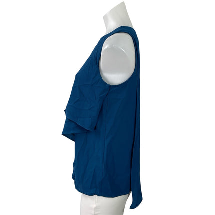 Vince Camuto Womens Blue Sleeveless Round Neck Tiered Layered Blouse Top Size XS