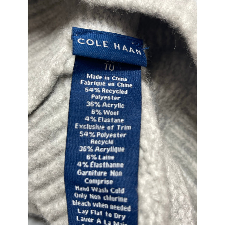 Cole Haan Women's Gray Rib Knit Cuffed Snow Winter Bonnet Beanie Hat One Size