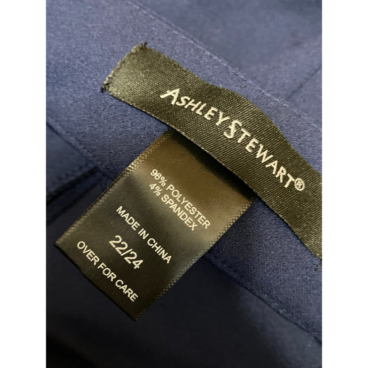 Ashley Stewart Womens Blue High Rise Wide Leg Sailor Trousers Pants Size 22/24