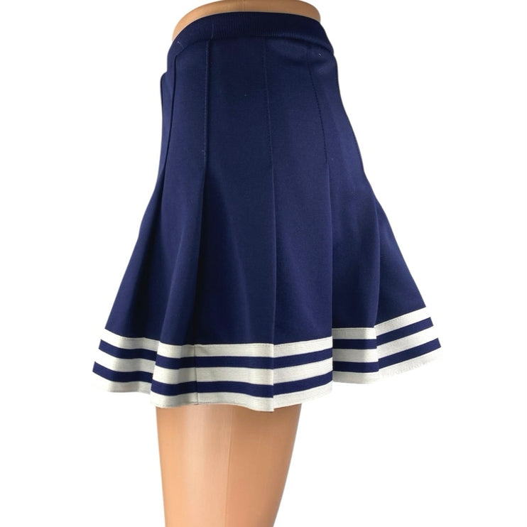 Cheerleading.com Women's Navy Blue White Stripes Pleated A Line Mini Skirt Sz XS