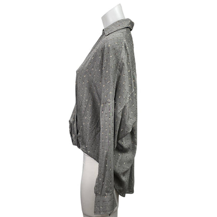 Lou & Grey Women's Gray Gold Long Sleeve V Neck Hi Low Blouse Shirt Top Size S