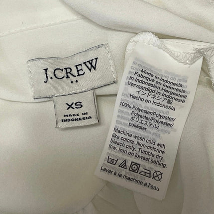 J. Crew Women's White Long Sleeves Bow Tie Neck Sheer Draped Blouse Top Size XS