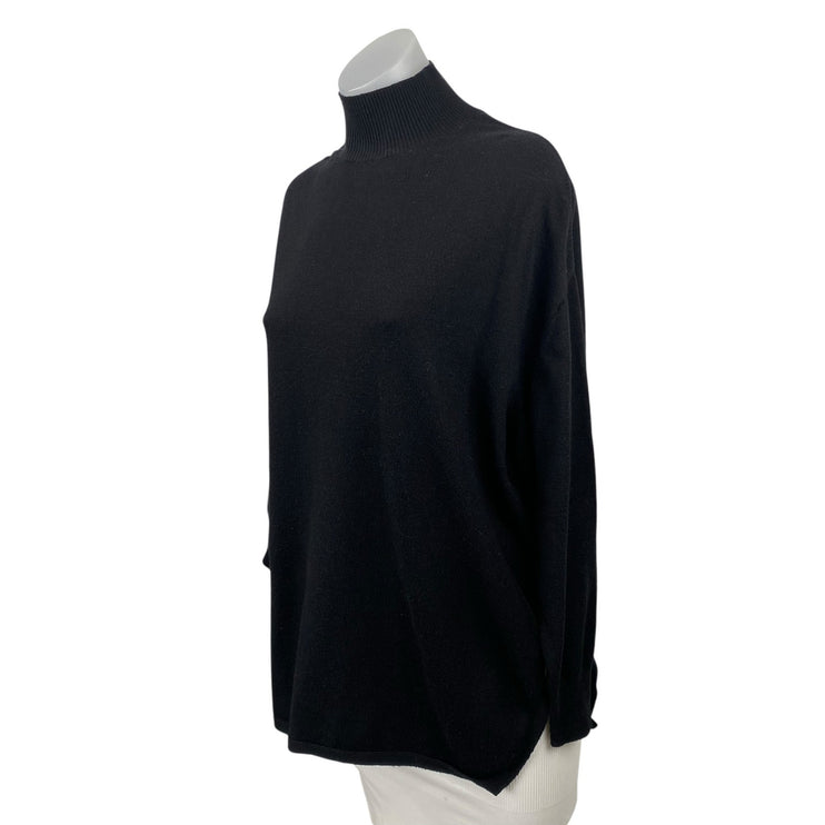 MNG Mango Women's Black Long Sleeve Turtleneck Knit Longline Sweater Top Size S