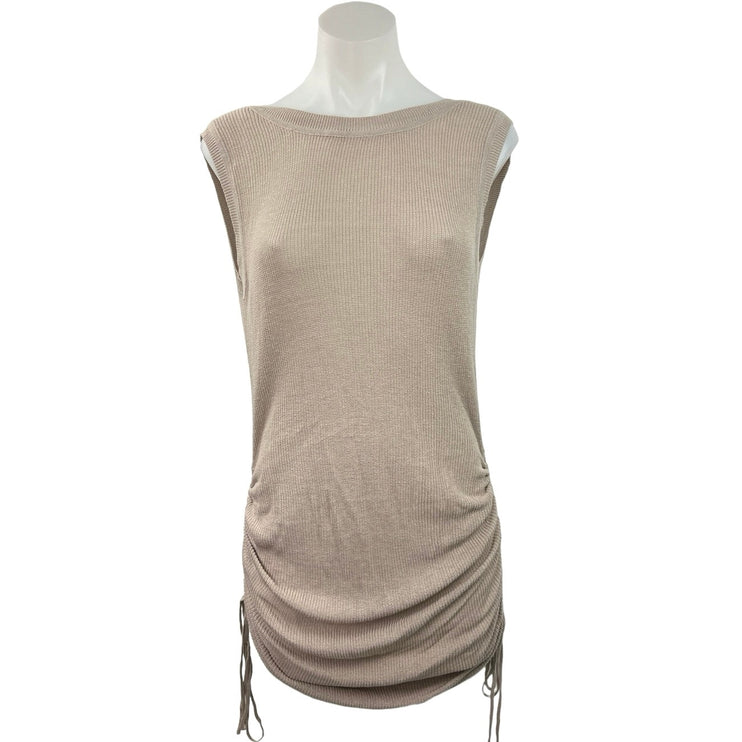 Blue Blush Womens Beige Backless Ruched Sides Pullover Bodycon Mini Dress Size S