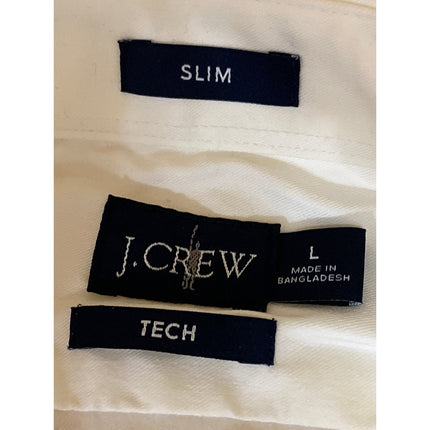 J.Crew Tech Men's White Slim Fit Long Sleeve Career Button Down Shirt Top Size L