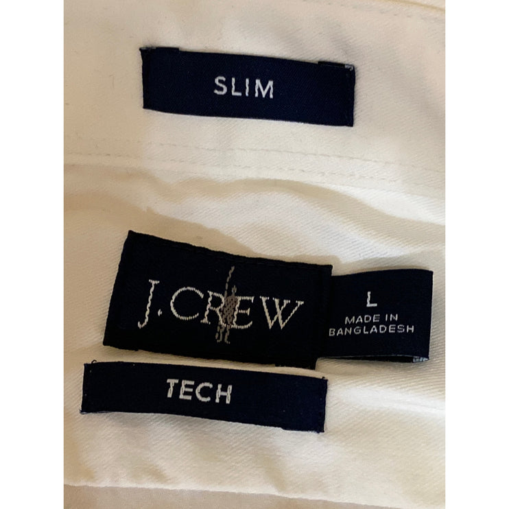 J.Crew Tech Men's White Slim Fit Long Sleeve Career Button Down Shirt Top Size L