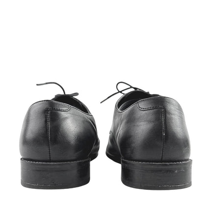 The Black Tux Men's Black Leather Low Top Almond Toe Lace Up Oxford Shoes Size 11